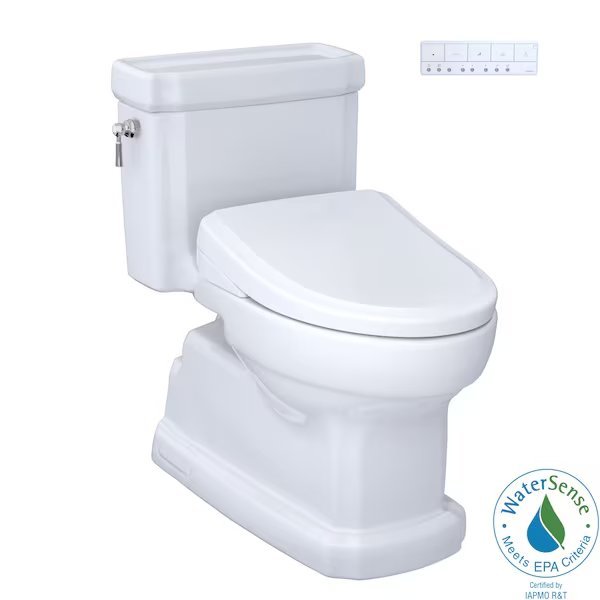 Guinevere 1.28 GPF One Piece Elongated Toilet with Washlet+ S7 Heated Bidet Seat, Tornado Flush, Toto, Mfr#: MW9744724CEFGA#01